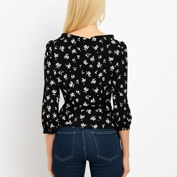 NWT Designer JAMIE MIZRAHI Sweet Baby Jamie Blouse Black Floral Sz S/M MSRP $230 - Picture 14 of 15